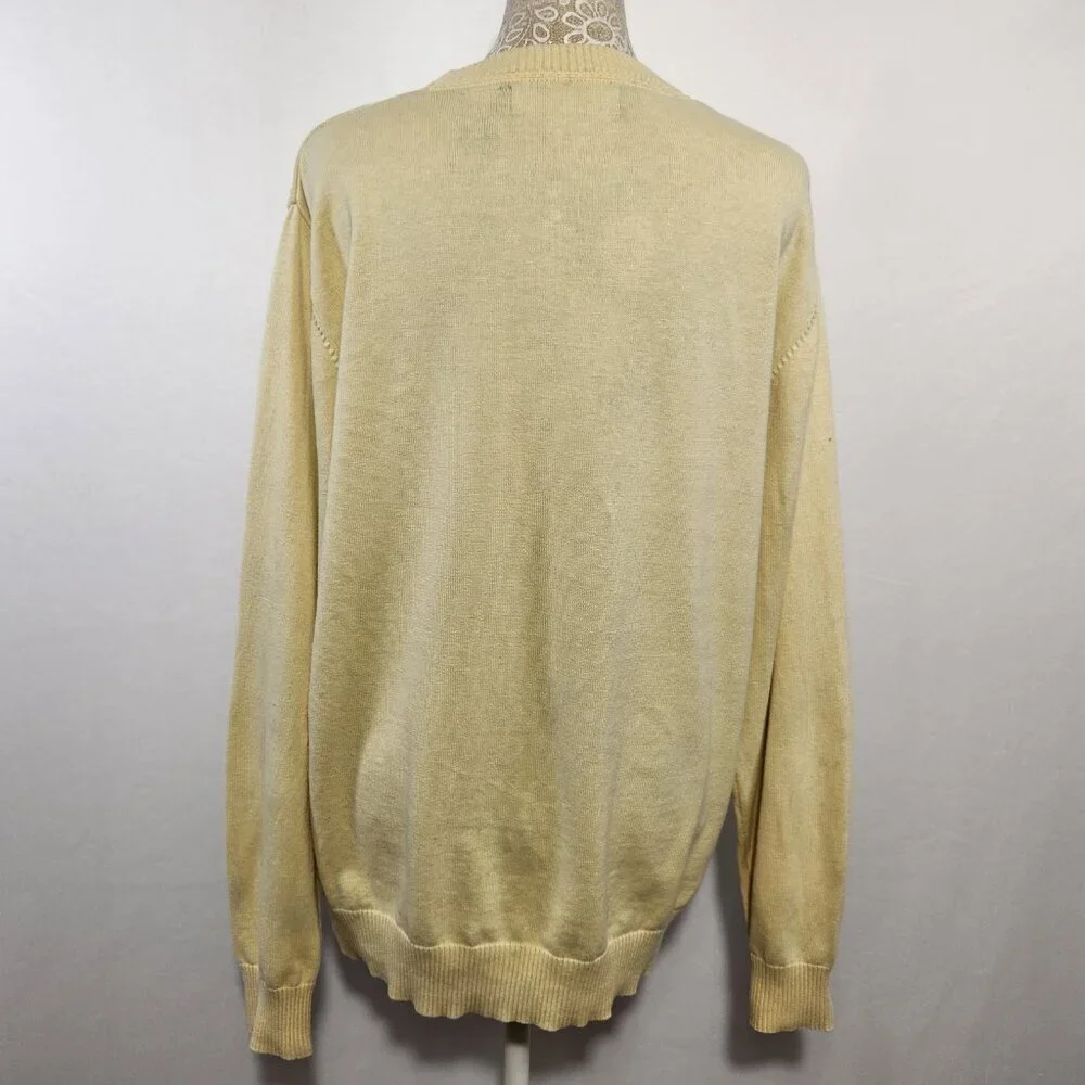 Vintage Oscar De La Renta Men’s Size Medium Yellow Long Sleeve Argyle Sweater